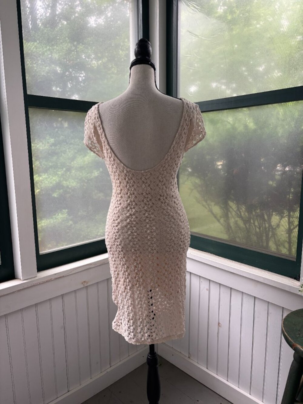 Free People Cream Crochet Lace Midi Dress Cap Sleeve Size SP Like New - Picture 3 of 6